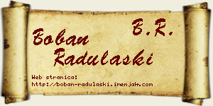 Boban Radulaški vizit kartica